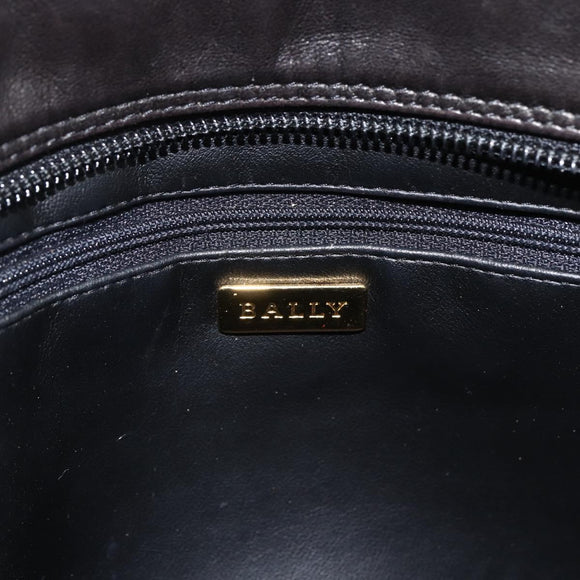BALLY Chain Shoulder Bag Leather Black Gold Auth LNZ543