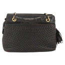 BALLY Chain Shoulder Bag Leather Black Gold Auth LNZ543-2