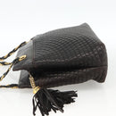 BALLY Chain Shoulder Bag Leather Black Gold Auth LNZ543-3