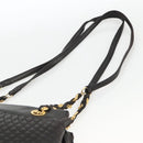 BALLY Chain Shoulder Bag Leather Black Gold Auth LNZ543-8