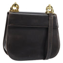 Salvatore Ferragamo Gancini Shoulder Bag Leather Dark Brown Gold Auth LNZ544-1