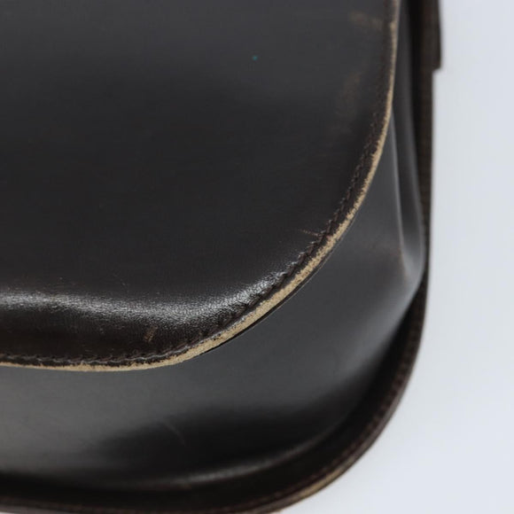 Salvatore Ferragamo Gancini Shoulder Bag Leather Dark Brown Gold Auth LNZ544