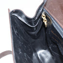 Salvatore Ferragamo Gancini Shoulder Bag Leather Dark Brown Gold Auth LNZ544-21