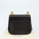 Salvatore Ferragamo Gancini Shoulder Bag Leather Dark Brown Gold Auth LNZ544-12