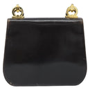 Salvatore Ferragamo Gancini Shoulder Bag Leather Dark Brown Gold Auth LNZ544-2