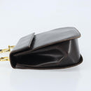 Salvatore Ferragamo Gancini Shoulder Bag Leather Dark Brown Gold Auth LNZ544-4