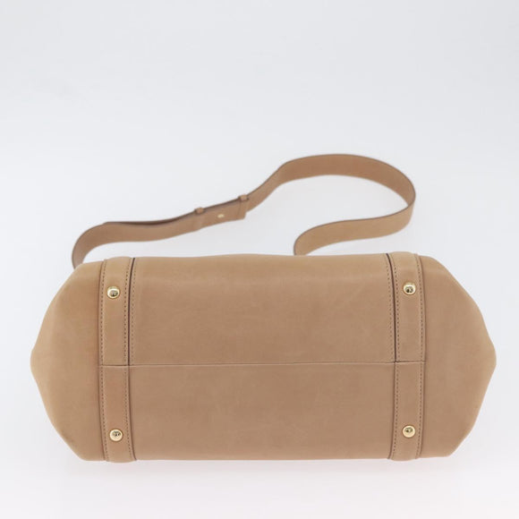 Salvatore Ferragamo Gancini Sofia Hand Bag Leather 2way Beige Gold Auth LNZ545