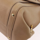 Salvatore Ferragamo Gancini Sofia Hand Bag Leather 2way Beige Gold Auth LNZ545-16