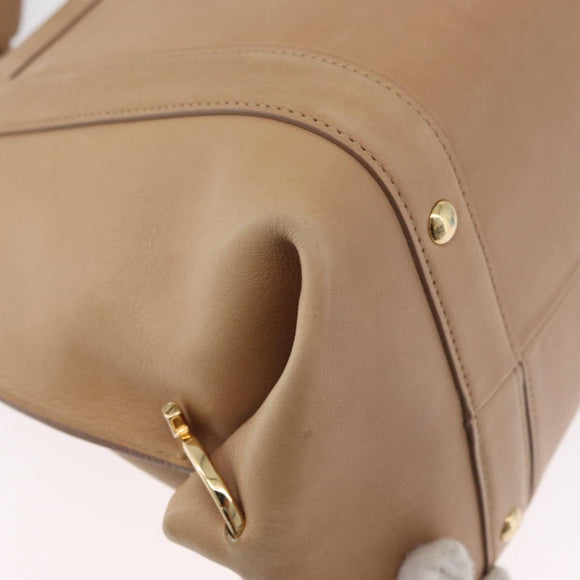 Salvatore Ferragamo Gancini Sofia Hand Bag Leather 2way Beige Gold Auth LNZ545