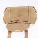 Salvatore Ferragamo Gancini Sofia Hand Bag Leather 2way Beige Gold Auth LNZ545-19