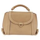 Salvatore Ferragamo Gancini Sofia Hand Bag Leather 2way Beige Gold Auth LNZ545-13