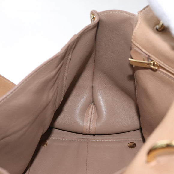 Salvatore Ferragamo Gancini Sofia Hand Bag Leather 2way Beige Gold Auth LNZ545