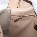 Salvatore Ferragamo Gancini Sofia Hand Bag Leather 2way Beige Gold Auth LNZ545-23