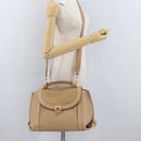 Salvatore Ferragamo Gancini Sofia Hand Bag Leather 2way Beige Gold Auth LNZ545-25