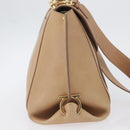 Salvatore Ferragamo Gancini Sofia Hand Bag Leather 2way Beige Gold Auth LNZ545-4