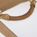 Salvatore Ferragamo Gancini Sofia Hand Bag Leather 2way Beige Gold Auth LNZ545-7