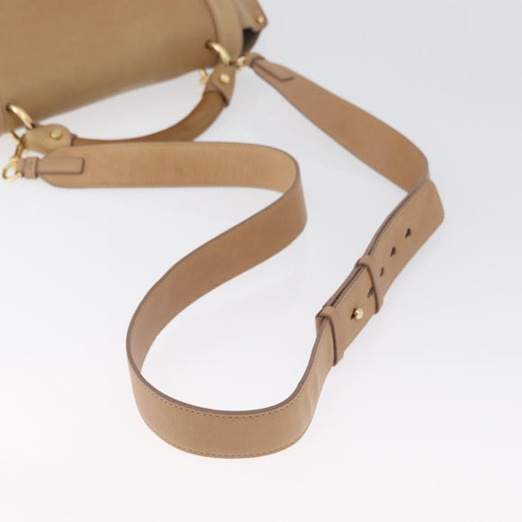 Salvatore Ferragamo Gancini Sofia Hand Bag Leather 2way Beige Gold Auth LNZ545