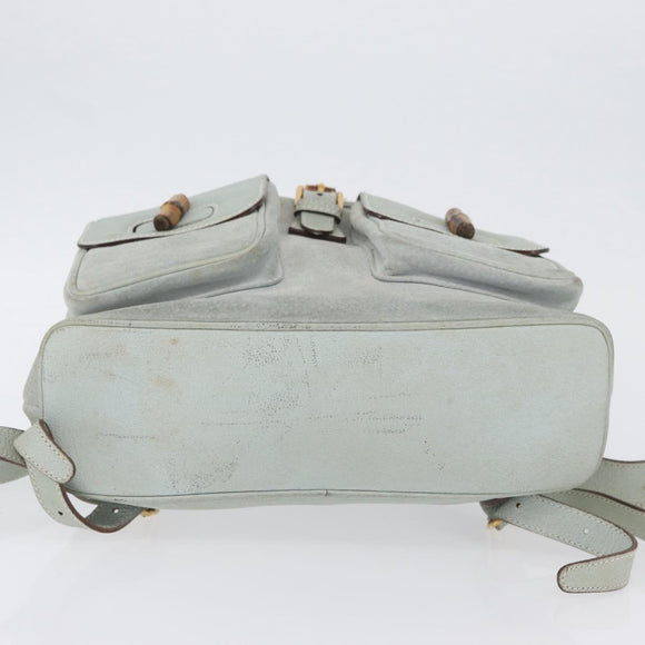 GUCCI Bamboo Backpack Suede Light Blue Gold 003 2058 0016 Auth LNZ552