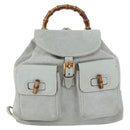 GUCCI Bamboo Backpack Suede Light Blue Gold 003 2058 0016 Auth LNZ552-13
