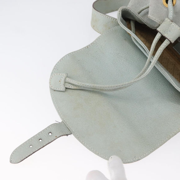 GUCCI Bamboo Backpack Suede Light Blue Gold 003 2058 0016 Auth LNZ552