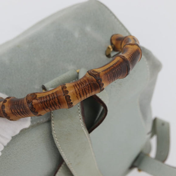 GUCCI Bamboo Backpack Suede Light Blue Gold 003 2058 0016 Auth LNZ552