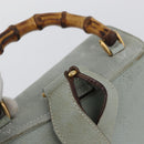 GUCCI Bamboo Backpack Suede Light Blue Gold 003 2058 0016 Auth LNZ552-8