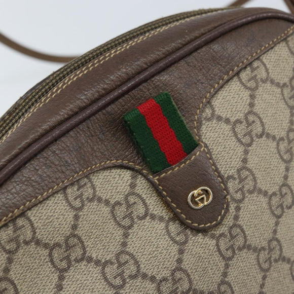 GUCCI GG Supreme Web Sherry Line Bag PVC Beige Gold 007 58 6112 Auth LNZ553