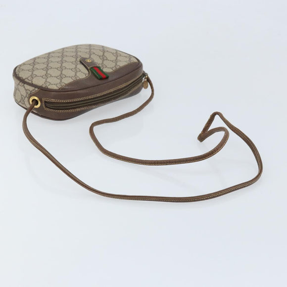 GUCCI GG Supreme Web Sherry Line Bag PVC Beige Gold 007 58 6112 Auth LNZ553