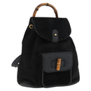 GUCCI Bamboo Backpack Leather Black Gold 003 3444 0030 Auth LNZ554-1
