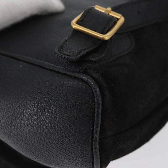 GUCCI Bamboo Backpack Leather Black Gold 003 3444 0030 Auth LNZ554