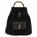 GUCCI Bamboo Backpack Leather Black Gold 003 3444 0030 Auth LNZ554-13