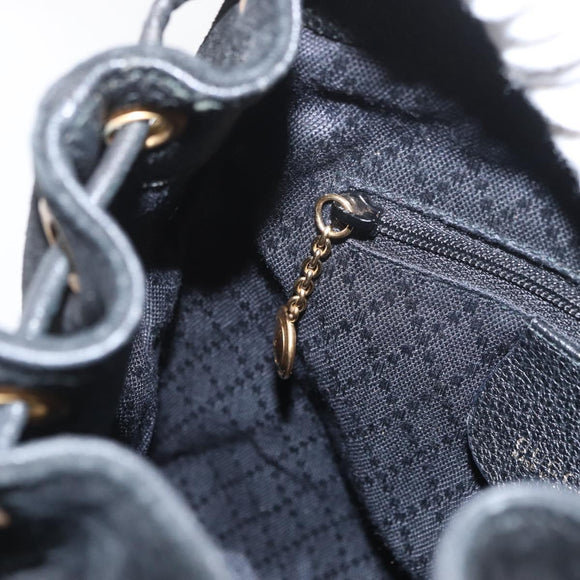 GUCCI Bamboo Backpack Leather Black Gold 003 3444 0030 Auth LNZ554