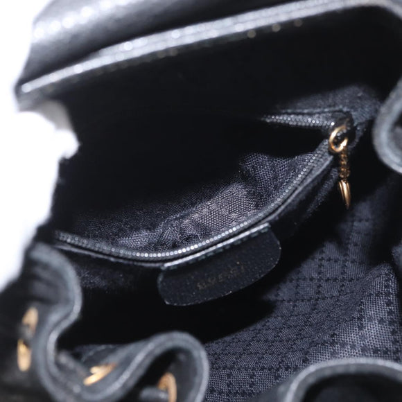 GUCCI Bamboo Backpack Leather Black Gold 003 3444 0030 Auth LNZ554