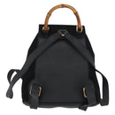 GUCCI Bamboo Backpack Leather Black Gold 003 3444 0030 Auth LNZ554-2
