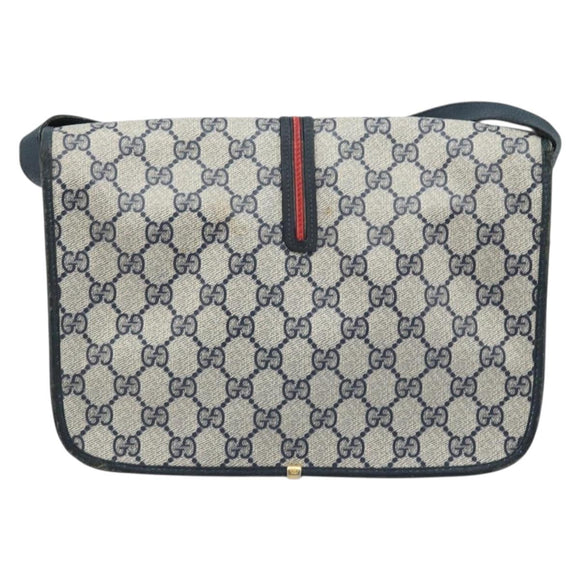 GUCCI Micro GG Supreme Sherry Line Bag PVC Navy Gold 001 113 0551 Auth LNZ556