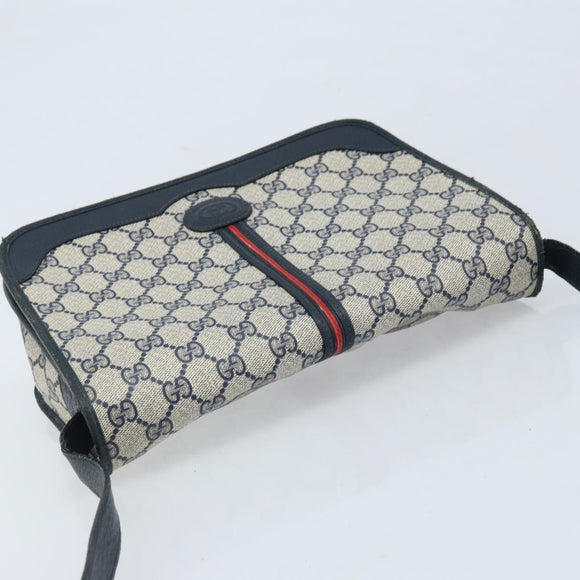 GUCCI Micro GG Supreme Sherry Line Bag PVC Navy Gold 001 113 0551 Auth LNZ556