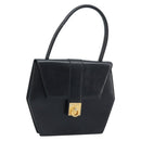 CELINE Hand Bag Leather Black Gold Auth LNZ560A-1