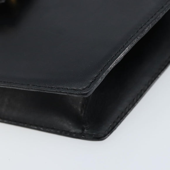 CELINE Hand Bag Leather Black Gold Auth LNZ560A