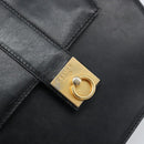 CELINE Hand Bag Leather Black Gold Auth LNZ560A-18