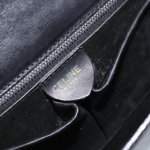 CELINE Hand Bag Leather Black Gold Auth LNZ560A