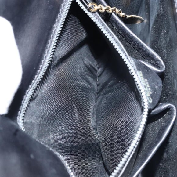 CELINE Hand Bag Leather Black Gold Auth LNZ560A