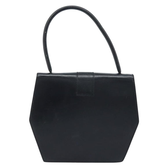 CELINE Hand Bag Leather Black Gold Auth LNZ560A