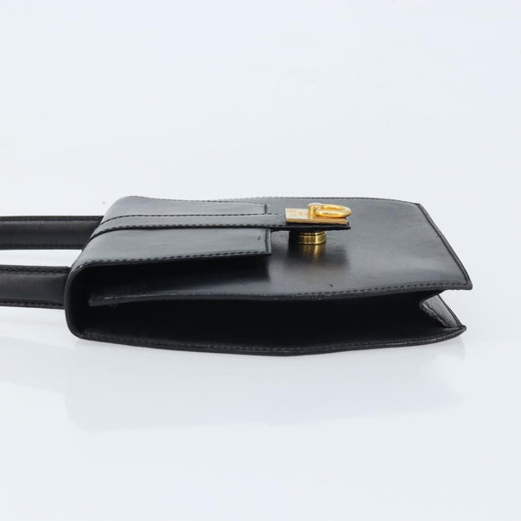 CELINE Hand Bag Leather Black Gold Auth LNZ560A