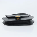 CELINE Hand Bag Leather Black Gold Auth LNZ560A-5