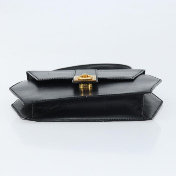 CELINE Hand Bag Leather Black Gold Auth LNZ560A