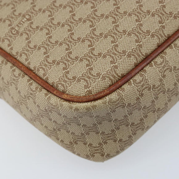CELINE Macadam Canvas Shoulder Bag PVC Beige Gold Auth LNZ569