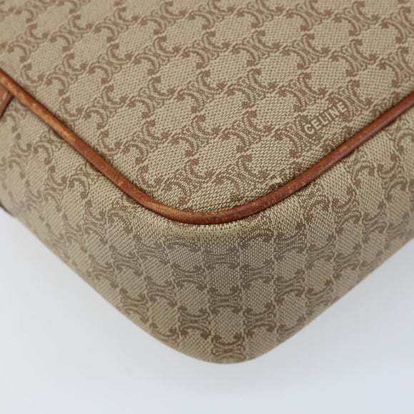 CELINE Macadam Canvas Shoulder Bag PVC Beige Gold Auth LNZ569