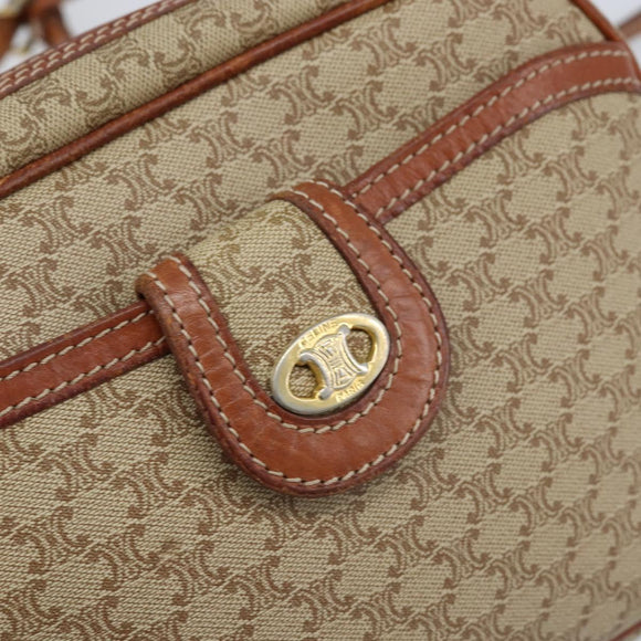 CELINE Macadam Canvas Shoulder Bag PVC Beige Gold Auth LNZ569