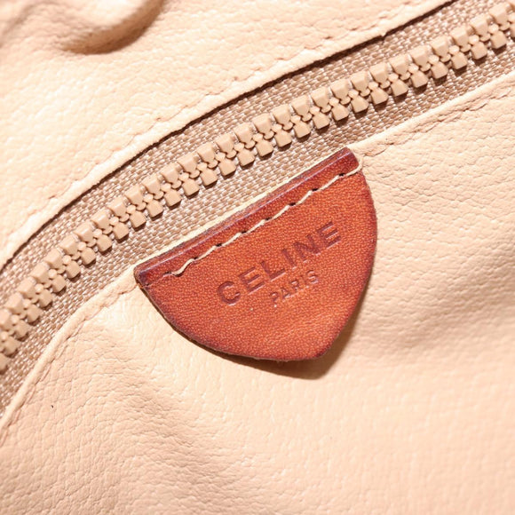 CELINE Macadam Canvas Shoulder Bag PVC Beige Gold Auth LNZ569