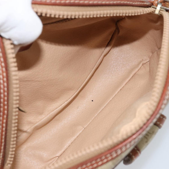 CELINE Macadam Canvas Shoulder Bag PVC Beige Gold Auth LNZ569